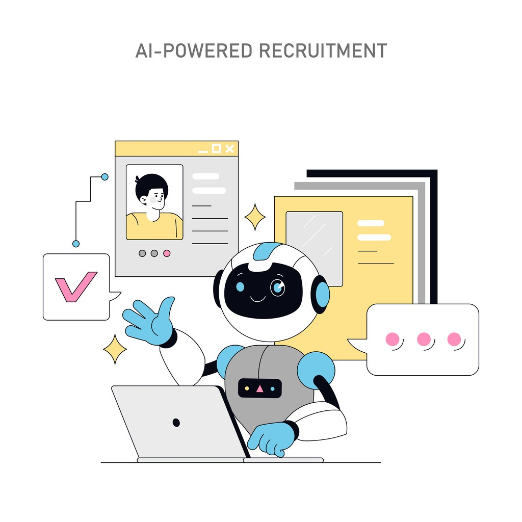 Illustration of AI-powered recruitment process